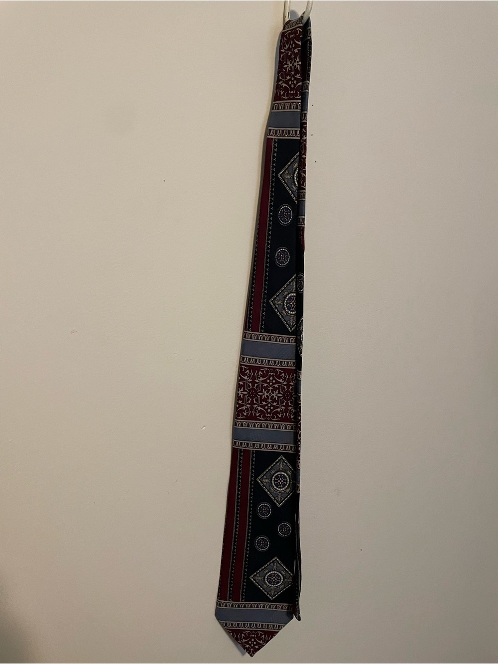 Vintage Haggar Black and Burgundy Paisley-Print Silk Tie